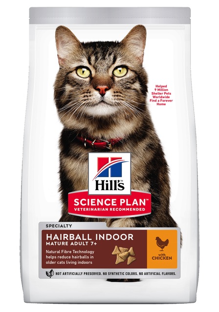 168089.jpg HILLS KASSI TÄISSÖÖT HAIRBALL/INDOOR KANA MATURE 7+ 1,5KG - Image 1