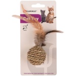 Flamingo köiest pruun pall kõristi ja sulgedega 16cm