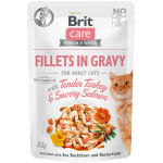 Brit Care Fillets in Gravy Tender Turkey & Savory Salmon märgtoit kassidele 85g