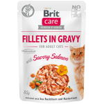 Brit Care Fillets in Gravy Savory Salmon märgtoit kassidele 85g