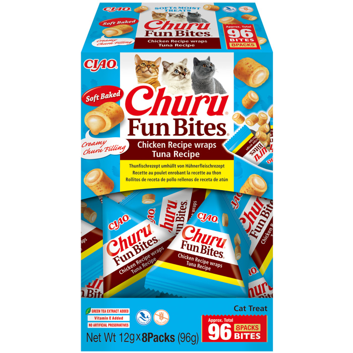 Churu FUN BITES Chicken Recipe wraps Tuna kassimaius 8 x 12g - Image 1