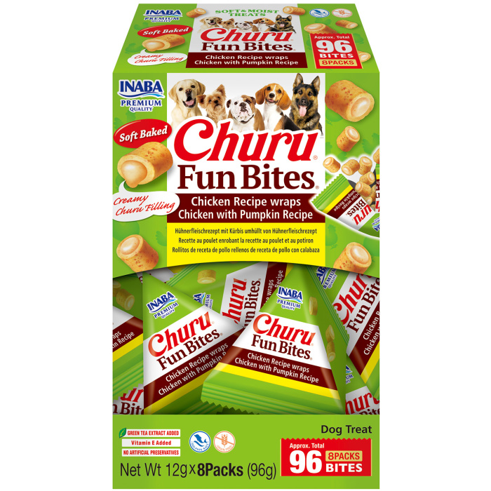 Churu FUN BITES Chicken Recipe wraps Chicken with Pumpkin koeramaius 8 x 12g - Image 1