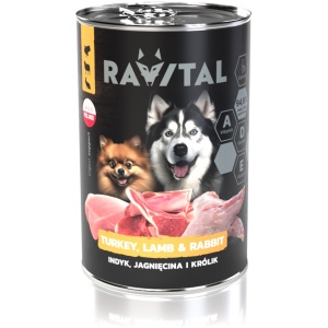 Ravital Turkey, Lamb & Rabbit konserv koerale 400g