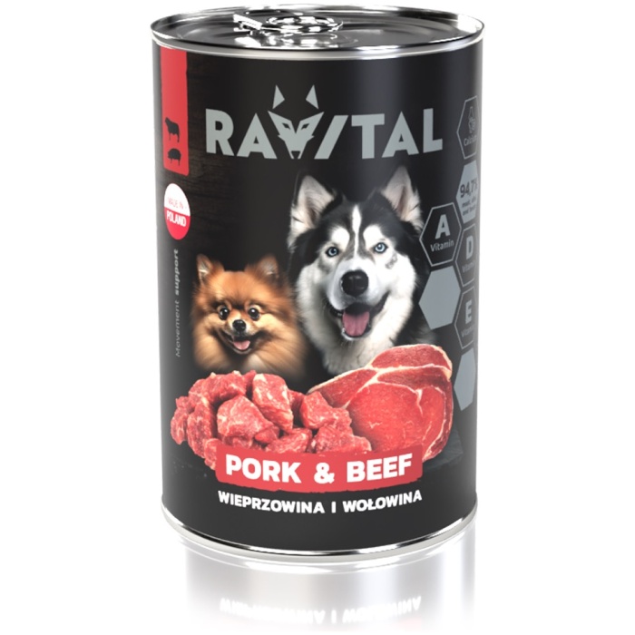Ravital Pork & Beef konserv koerale 400g - Image 1