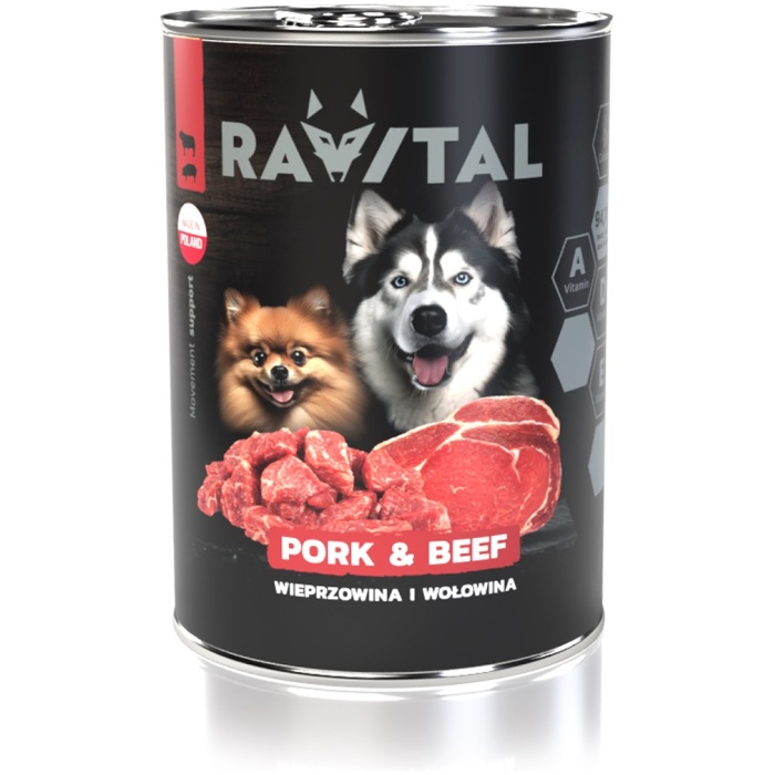 Ravital Pork & Beef konserv koerale 800g - Image 1