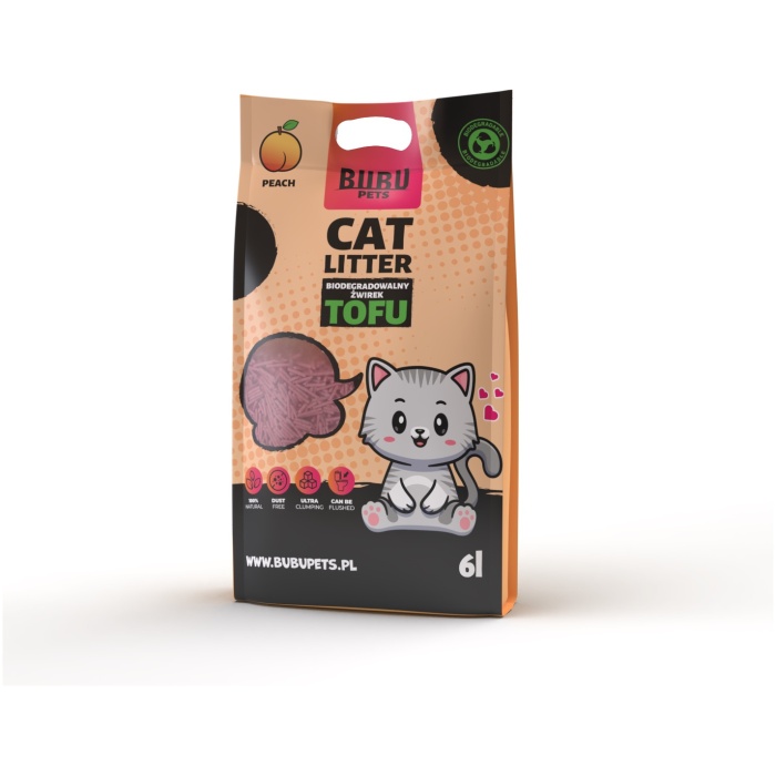 Bubu Pets virsiku lõhnaga tofu kassiliiv 2,5 kg / 6L - Image 1
