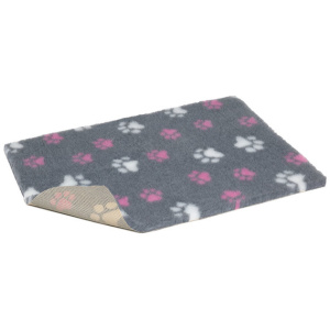 VETBED DUO PAWS LIBISEMISVASTANE 100X75CM HALL VALGE JA ROOSA KÄPAMUS