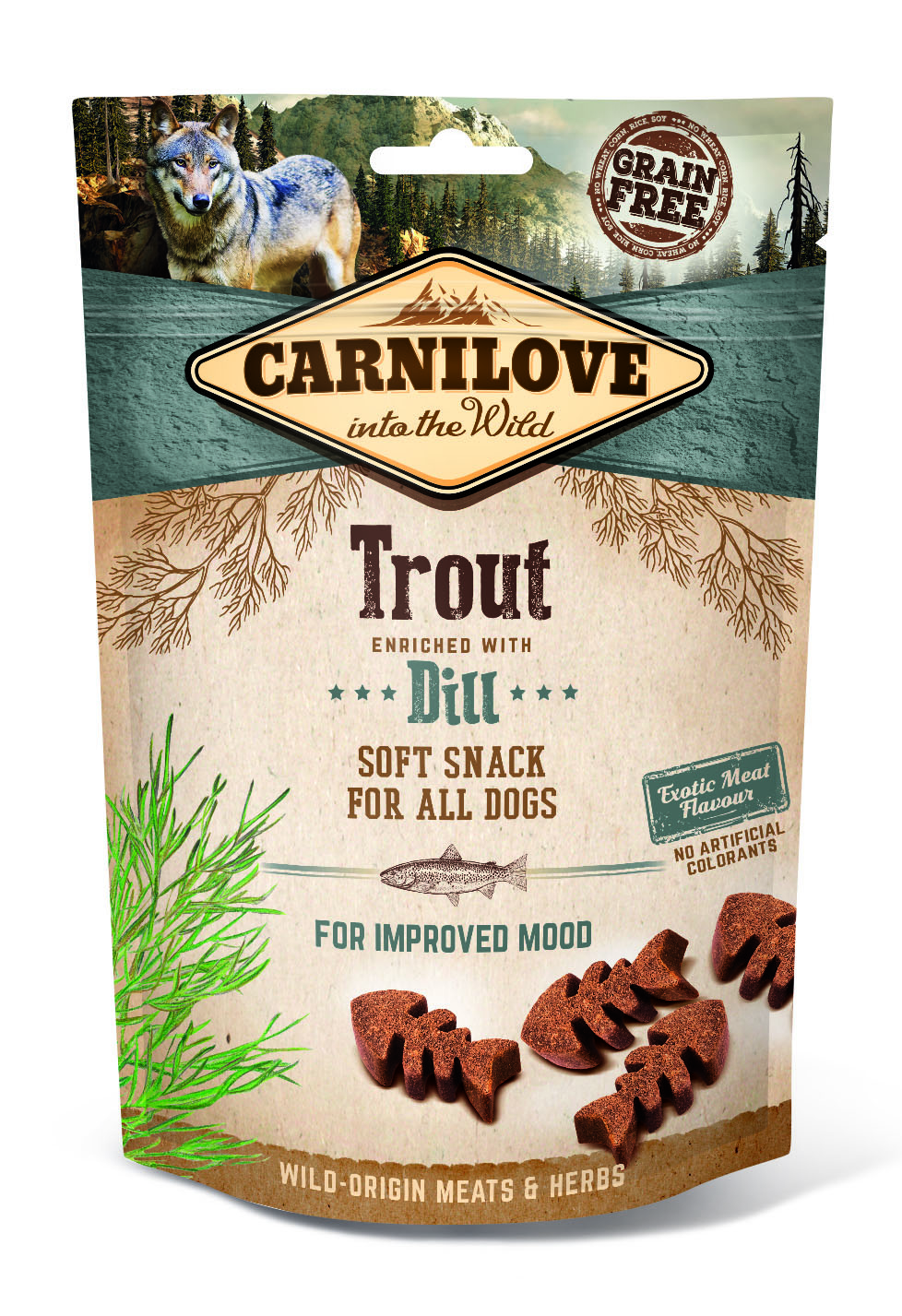 8595602528912.jpg Carnilove Dog Snack Trout & Dill maiused koerale 200g - Image 1