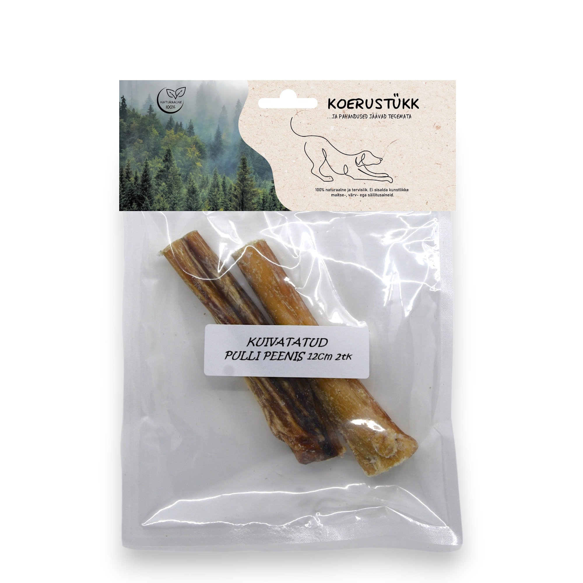 722777194552.jpg Koerustükk kuivatatud pulli peenis koerale 12cm 2tk - Image 1