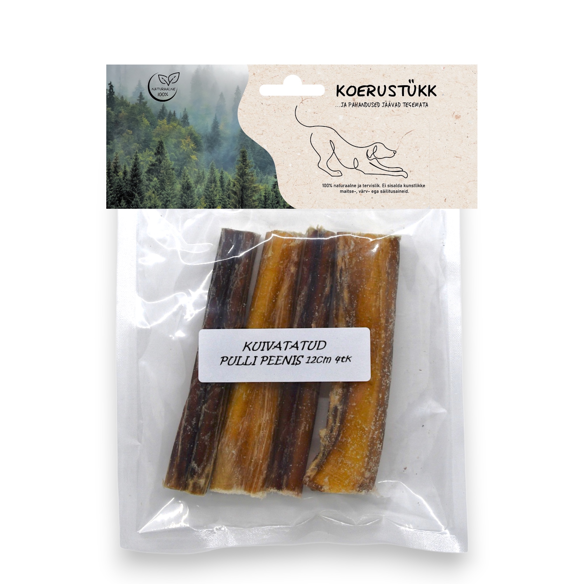 722777194569.jpg Koerustükk kuivatatud pulli peenis koerale 12cm 4tk - Image 1