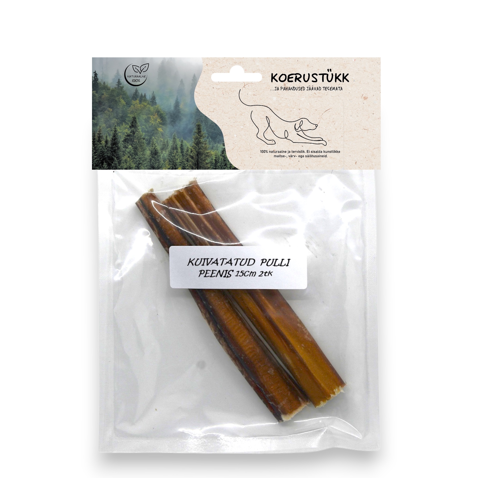 722777195009.jpg Koerustükk kuivatatud pulli peenis koerale 15cm 2tk - Image 1