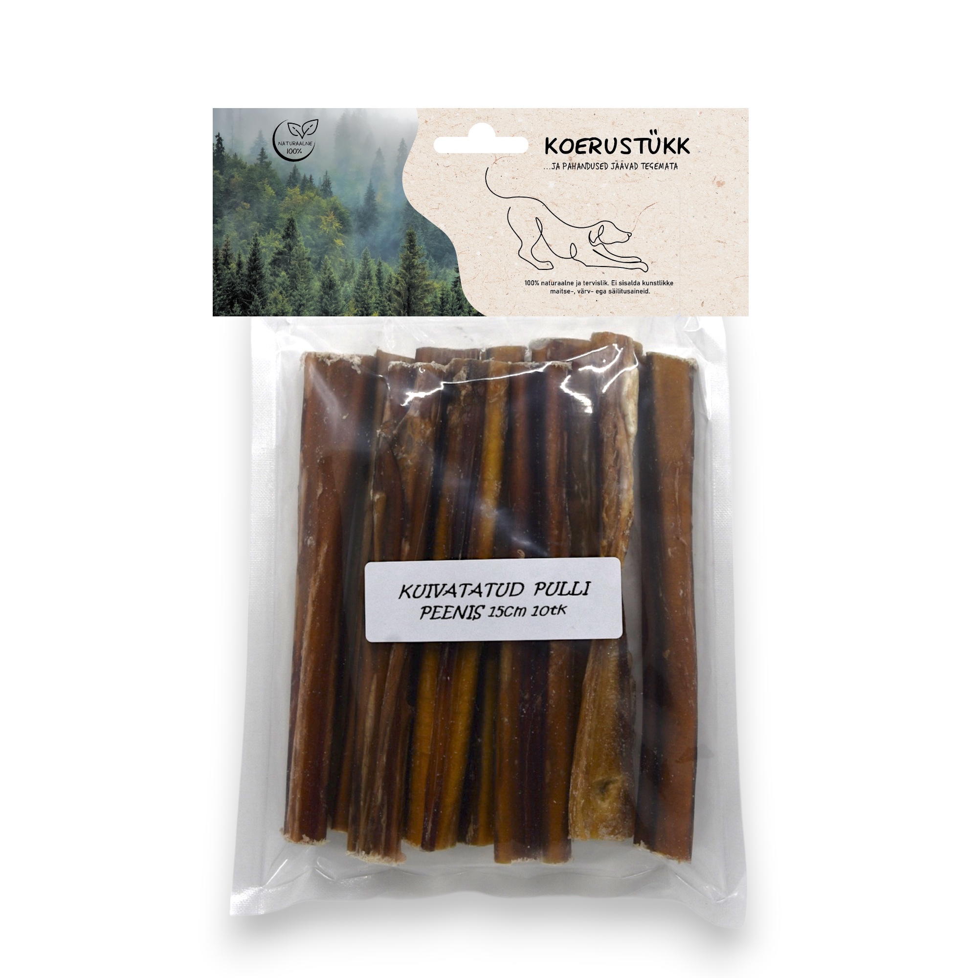 722777195023.jpg Koerustükk kuivatatud pulli peenis koerale 15cm 10tk - Image 1