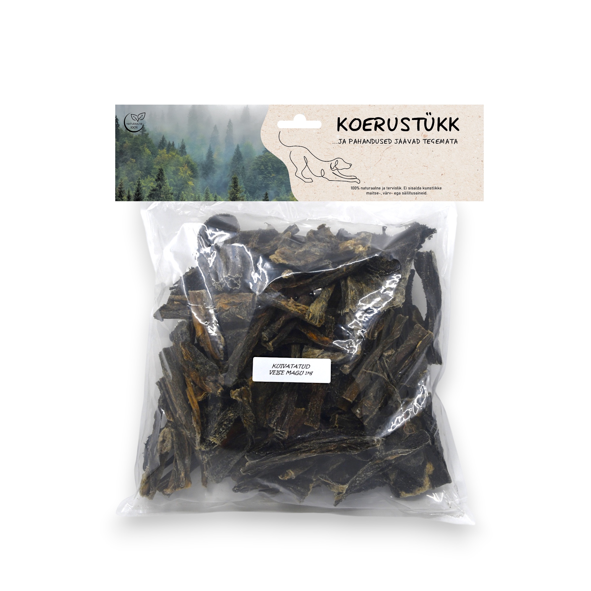 722777195221.jpg Koerustükk kuivatatud veise magu koerale 1kg - Image 1