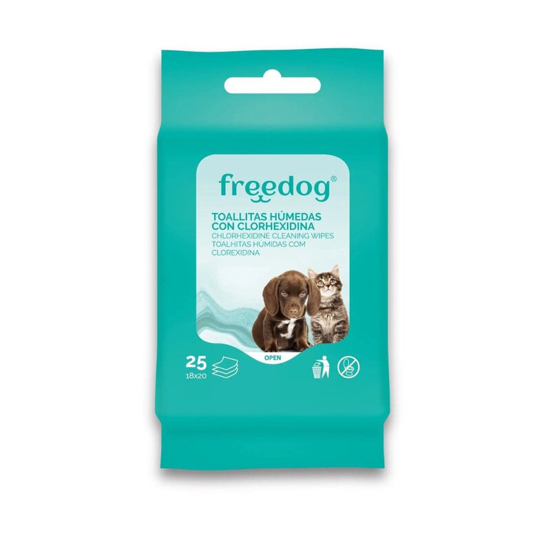 toallitas_humedas_perros_gatos_freedog_clorhexidina_FED090010201_2 FREEDOG NIISKED SALVRÄTIKUD KLOORHEKSIDIINIGA 25TK - Pilt 1