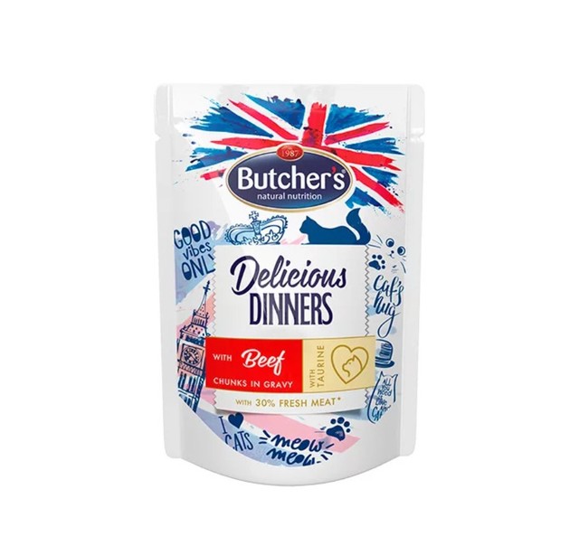 151685.jpg BUTCHERS KASSI EINEKOTIKE DELIC.DINNER VEIS 100G - Pilt 1