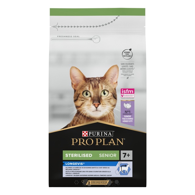 157124.jpg PRO PLAN KASSI TÄISSÖÖT STERIL 7+ LONGEVIS KALKUN 1,5KG - Pilt 1