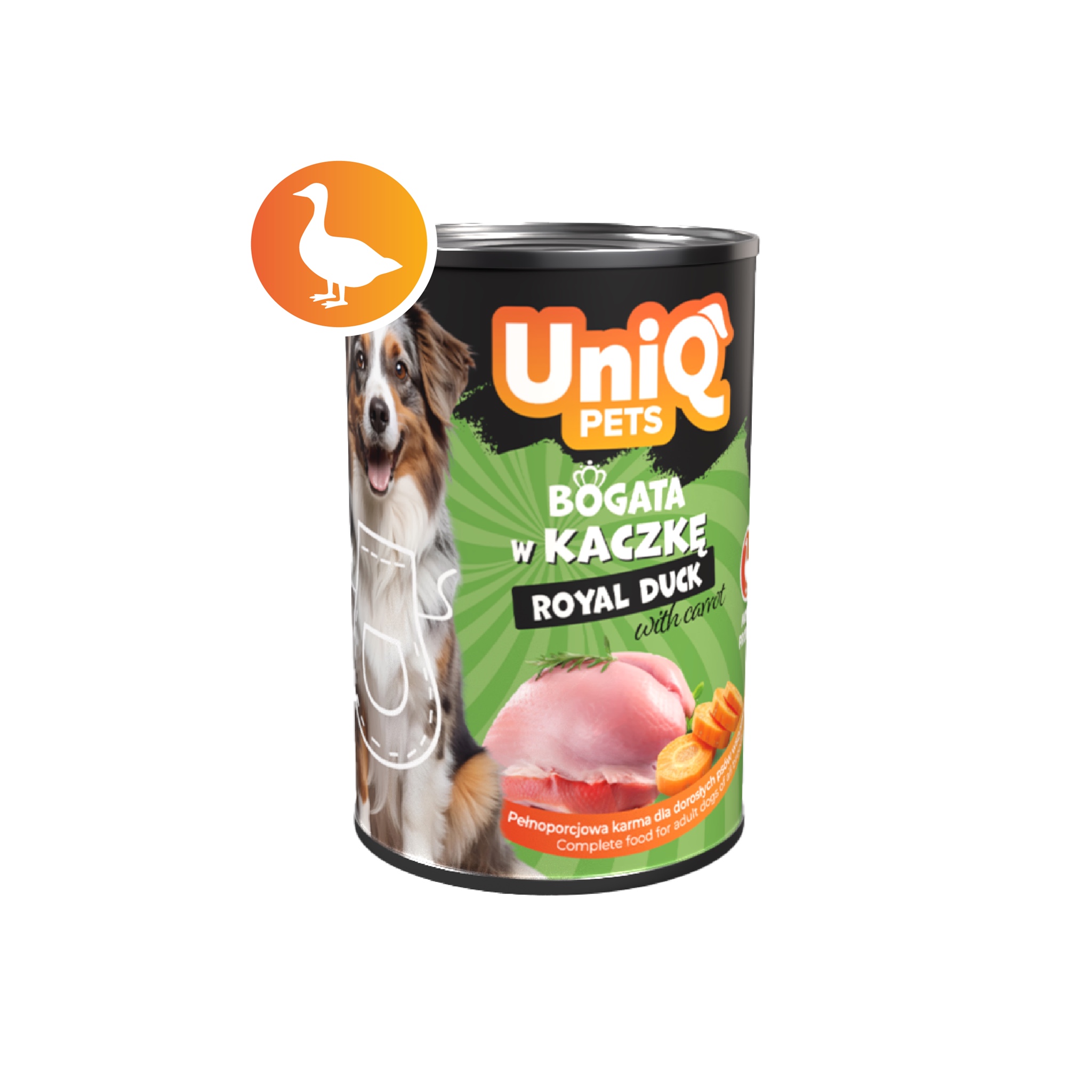5903843431749.jpg UniQ Pets Royal Duck konserv koertele 375g - Pilt 1
