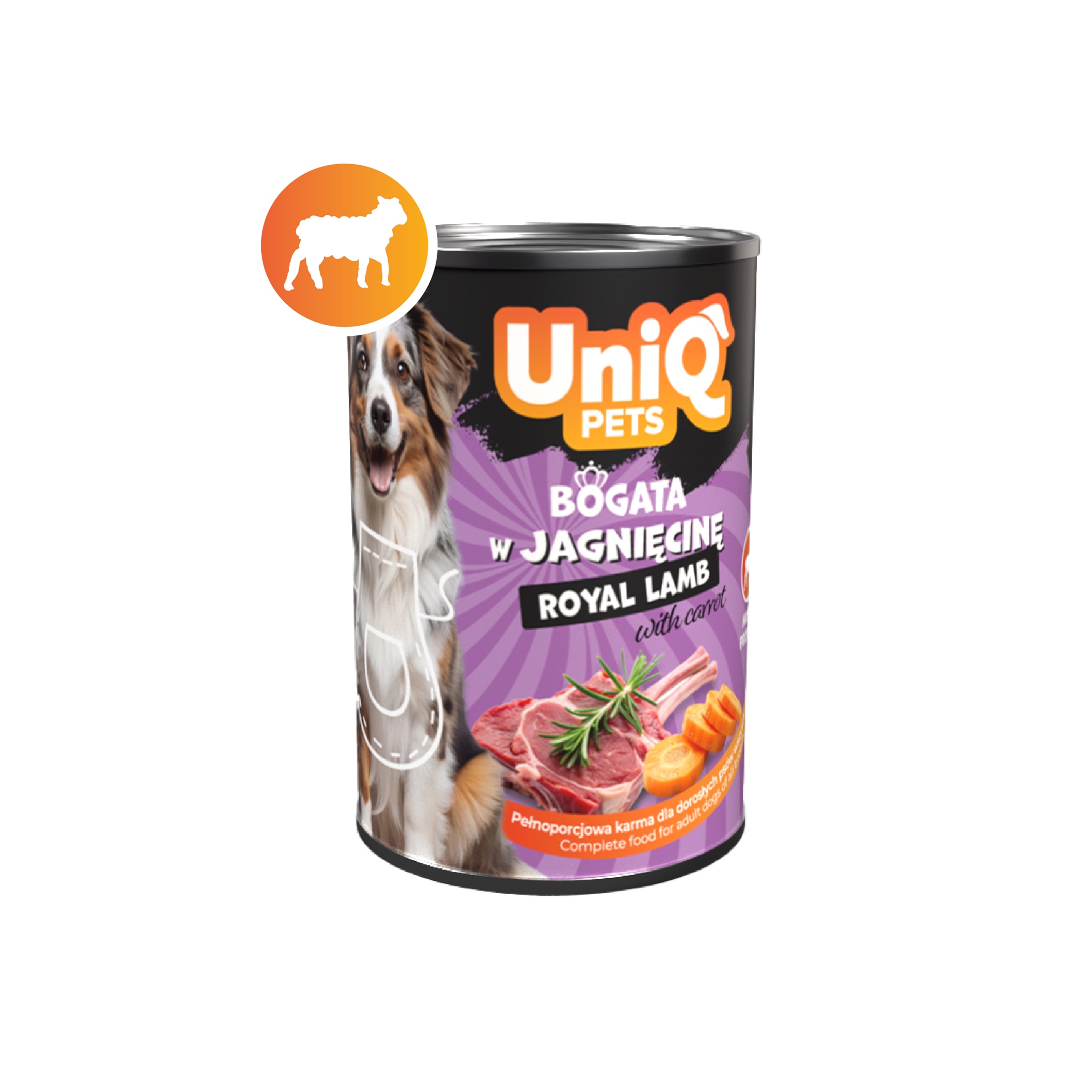 5903843431787.jpg UniQ Pets Royal Lamb konserv koertele 375g - Pilt 1