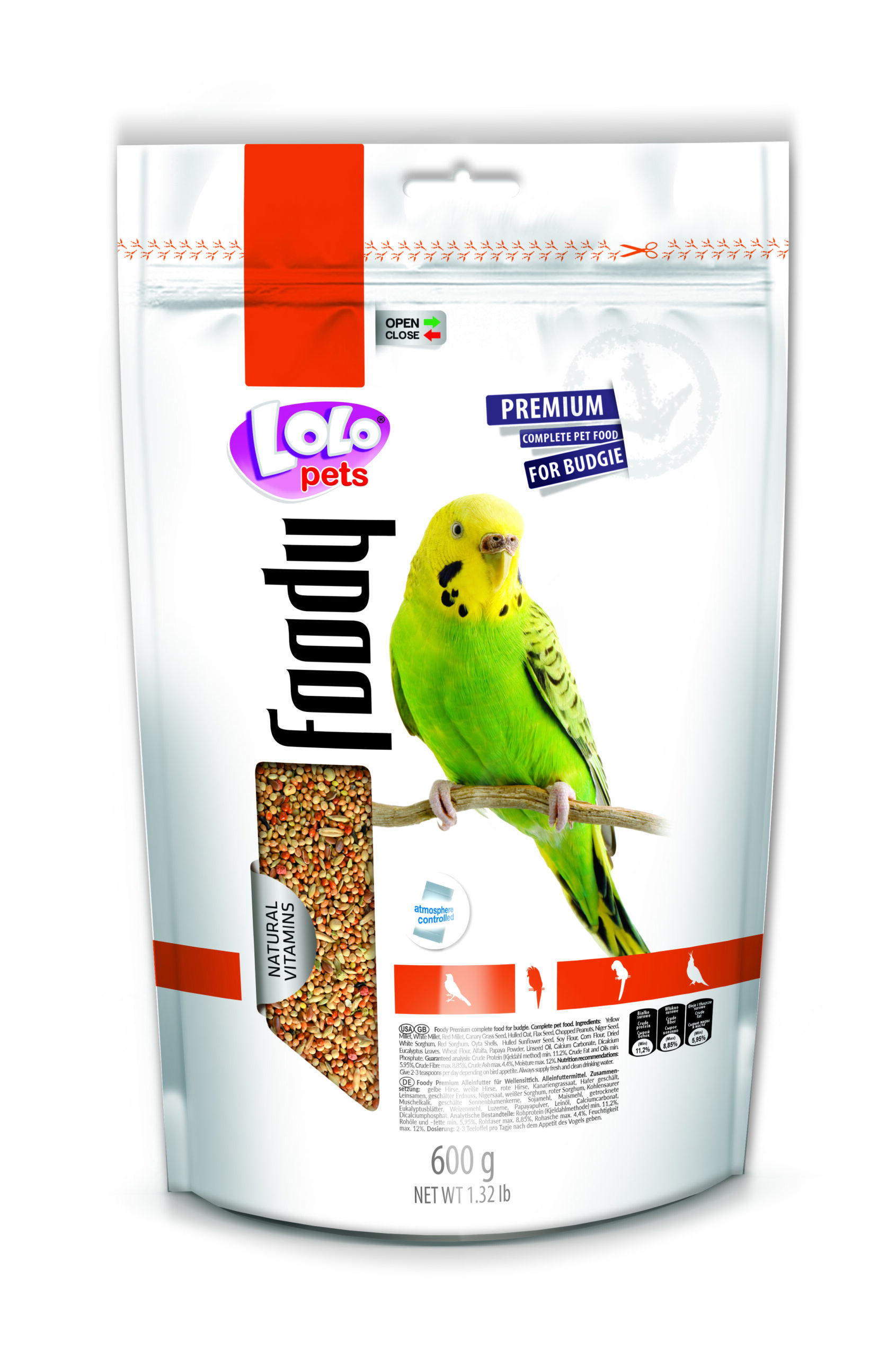 5904479702142.jpg LoLo Pets Foody täissööt viirpapagoidele 600g - Pilt 1