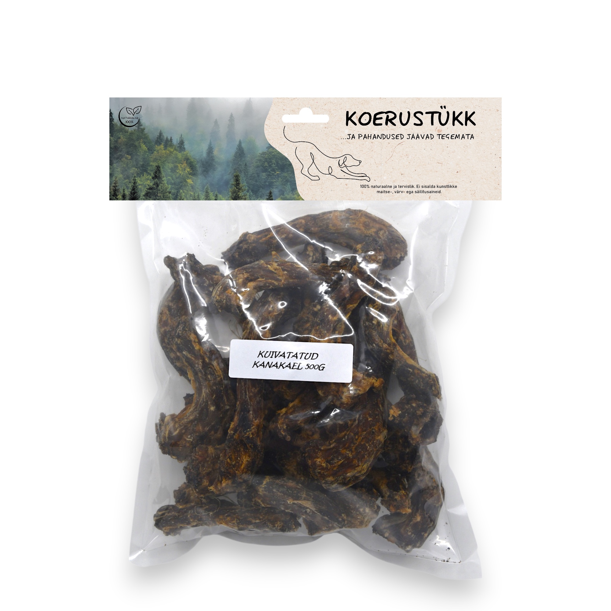 722777194286.jpg Koerustükk kuivatatud kanakael koerale 500g - Pilt 1