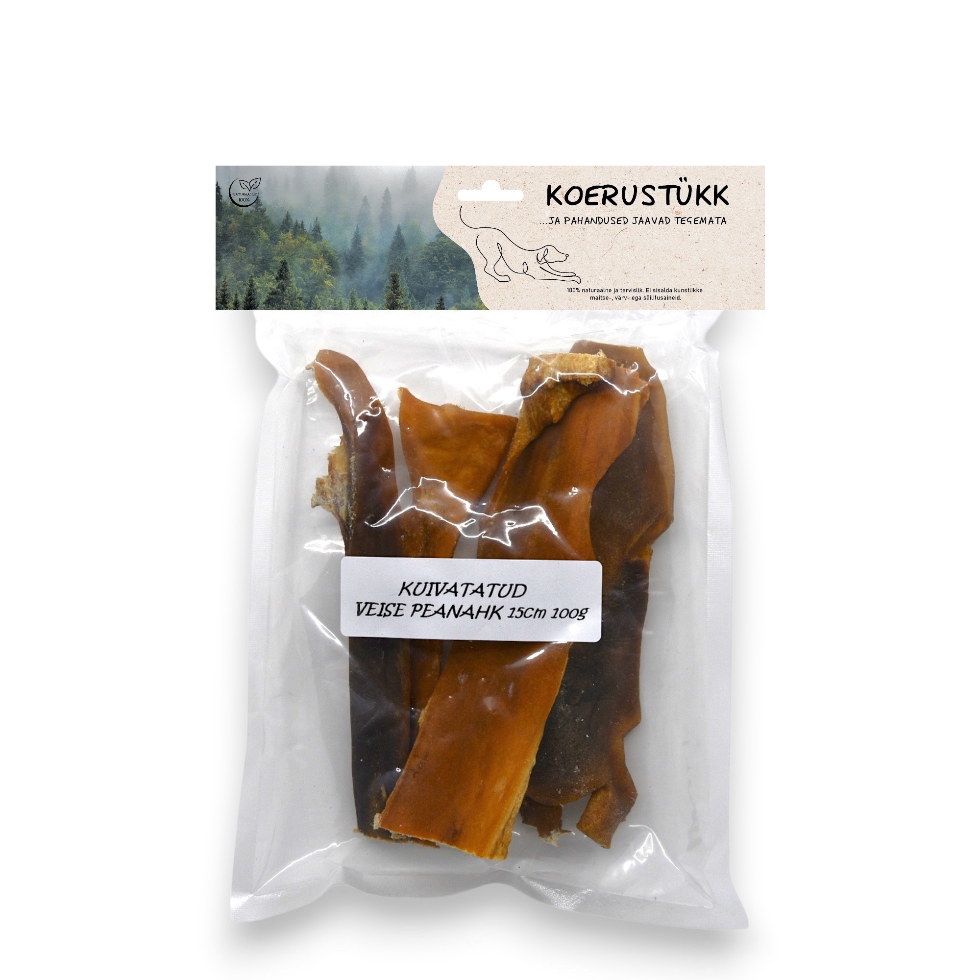 722777194811.jpg Koerustükk kuivatatud veise peanahk 15cm koerale 100g - Pilt 1