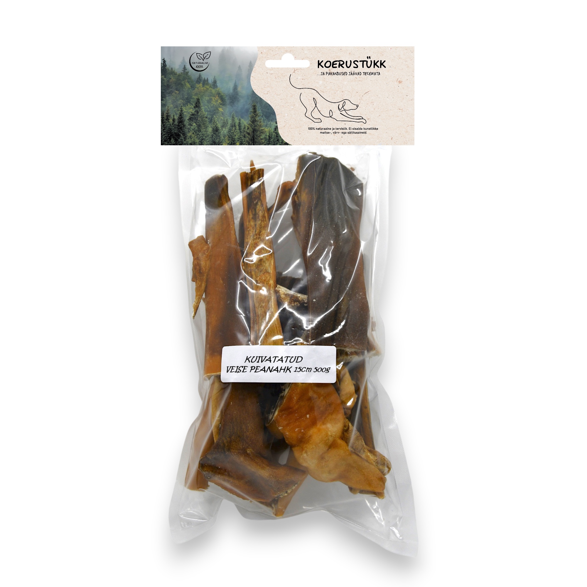 722777194835.jpg Koerustükk kuivatatud veise peanahk 15cm koerale 500g - Pilt 1