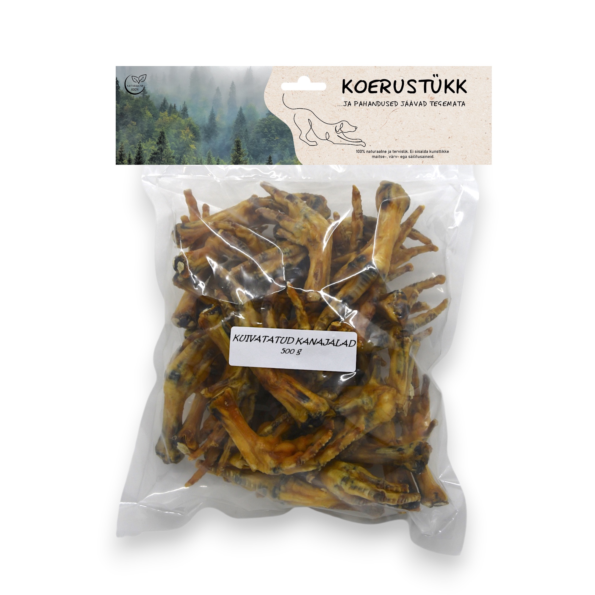 722777195351.jpg Koerustükk - Kuivatatud kanajalad 500g - Pilt 1