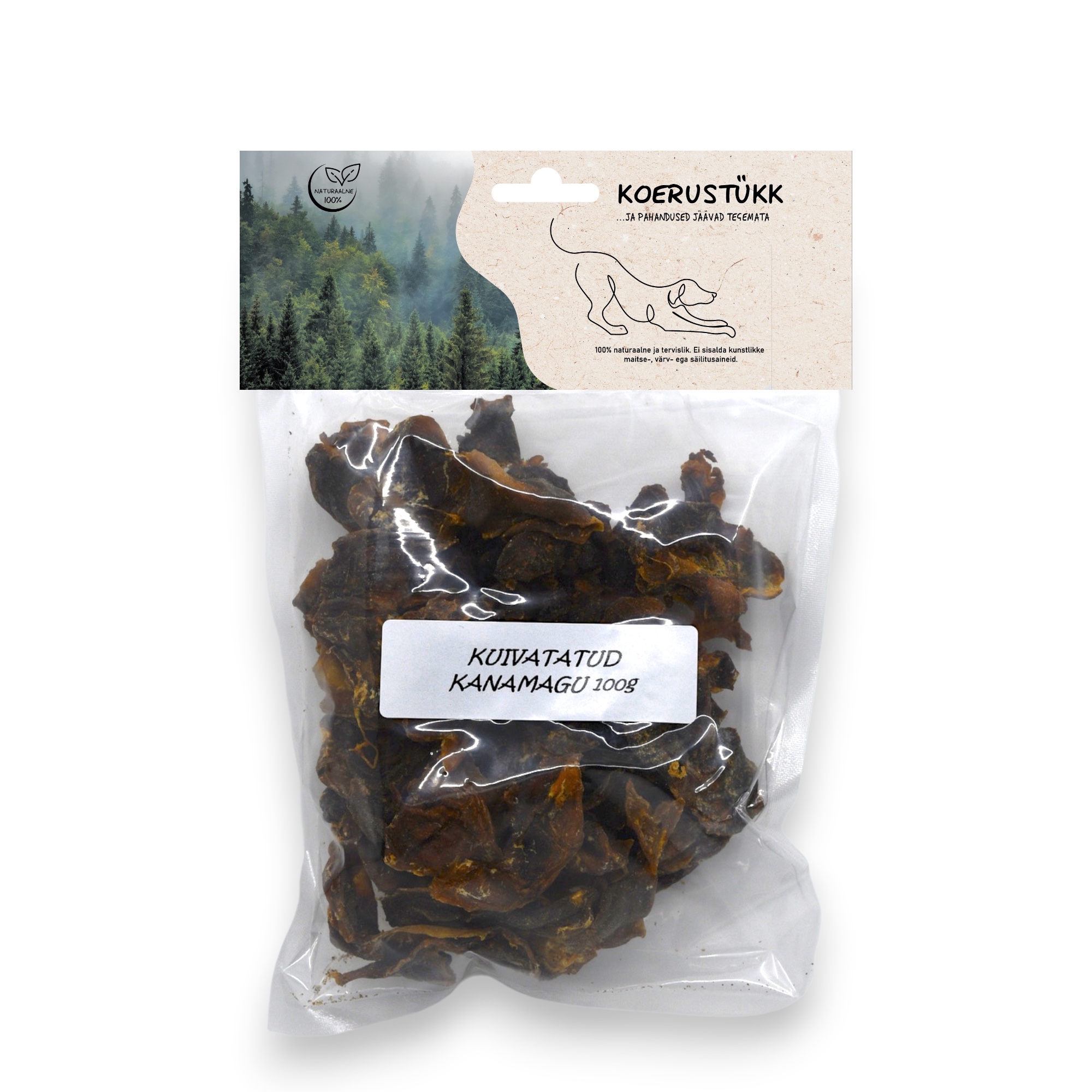 722777195405.jpg Koerustükk kuivatatud kanamagu koerale 100g - Pilt 1