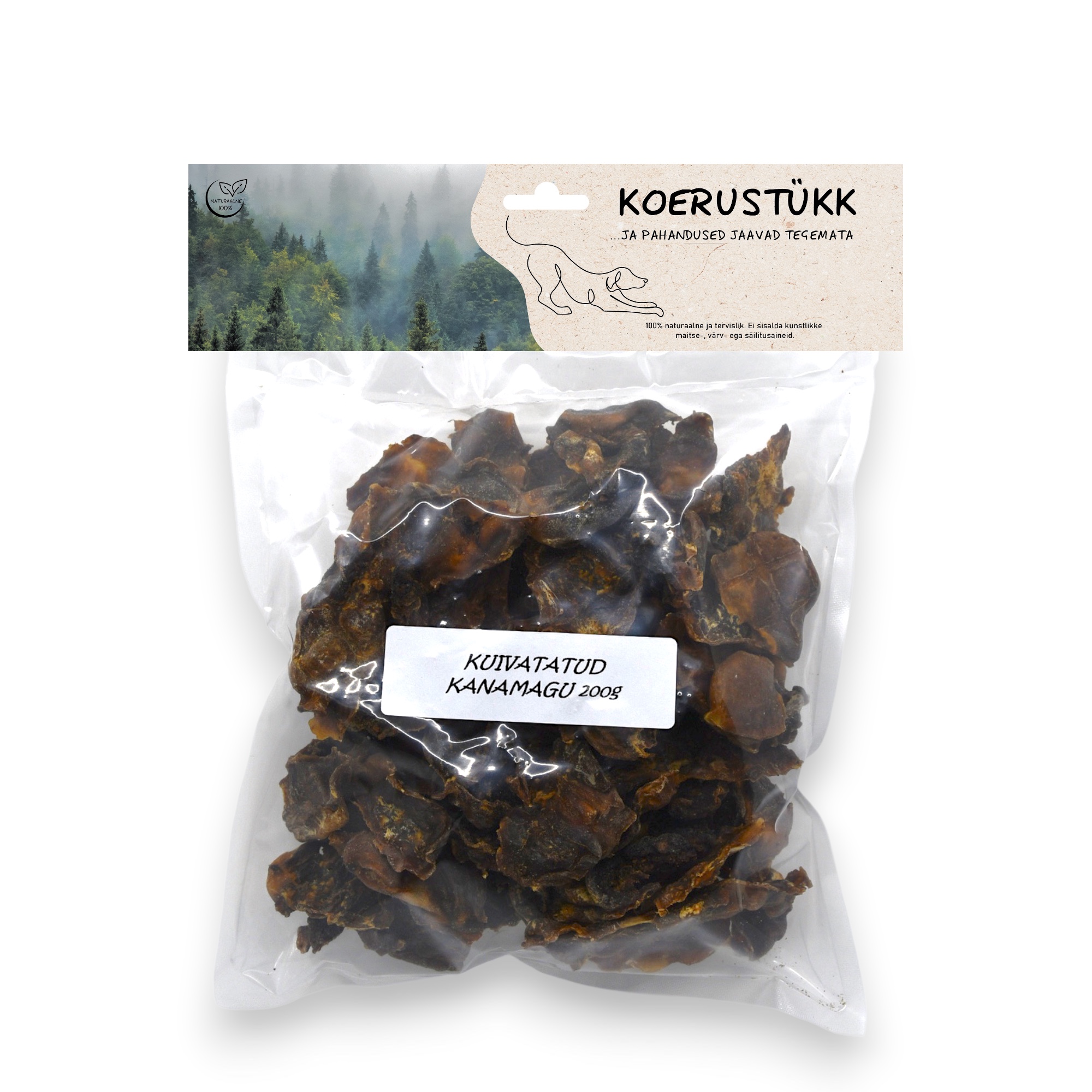 722777195412.jpg Koerustükk kuivatatud kanamagu koerale 200g - Pilt 1