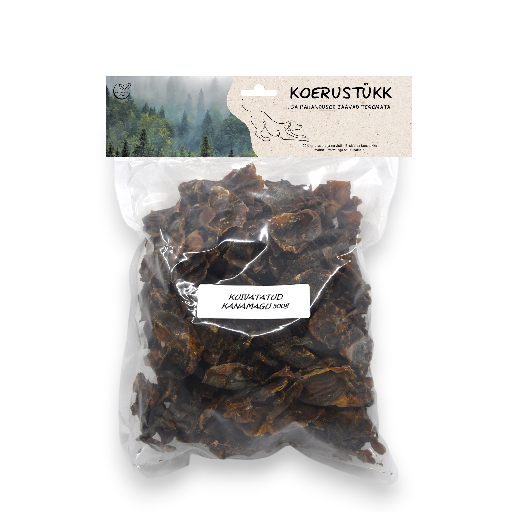 722777195429.jpg Koerustükk kuivatatud kanamagu koerale 500g - Pilt 1
