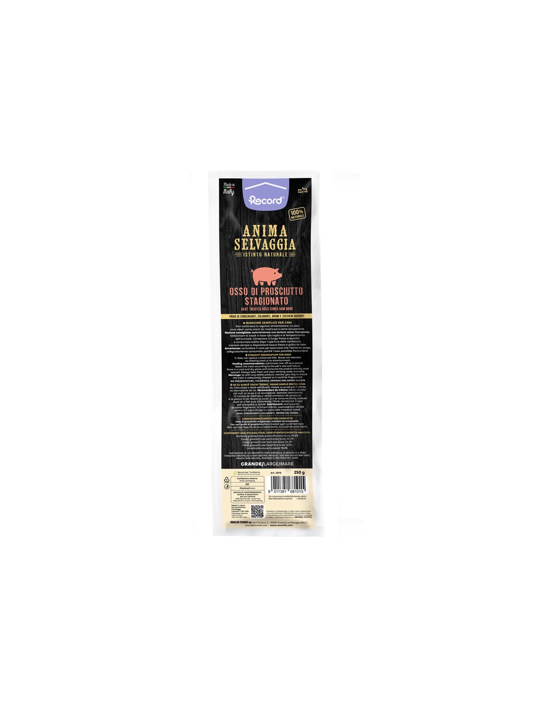 8011391681015.jpg Record naturaalne Prosciutto närimiskont koerale 300-550g - Pilt 1