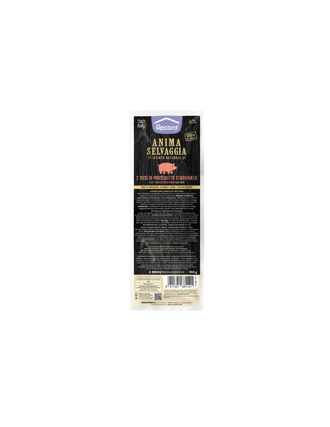 8011391681121.jpg Record naturaalne Prosciutto närimiskont koerale 2tk 140-260g - Pilt 1