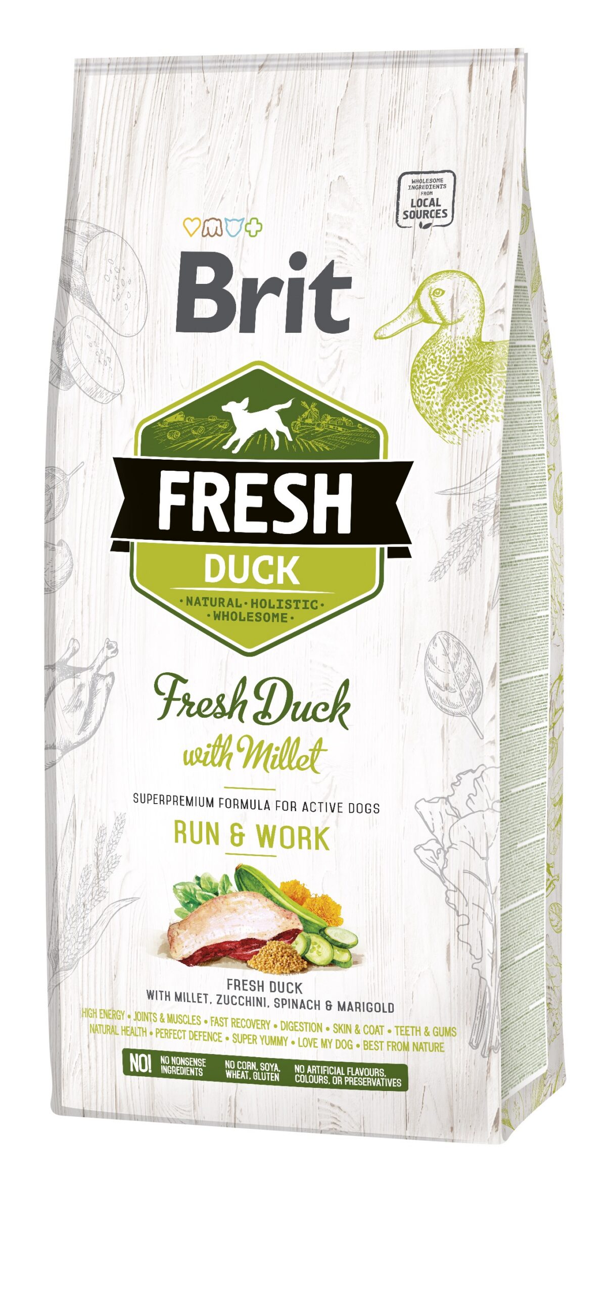 8595602530816.jpg Brit Fresh Duck & Millet Adult Run & Work koeratoit 12 kg - Pilt 1