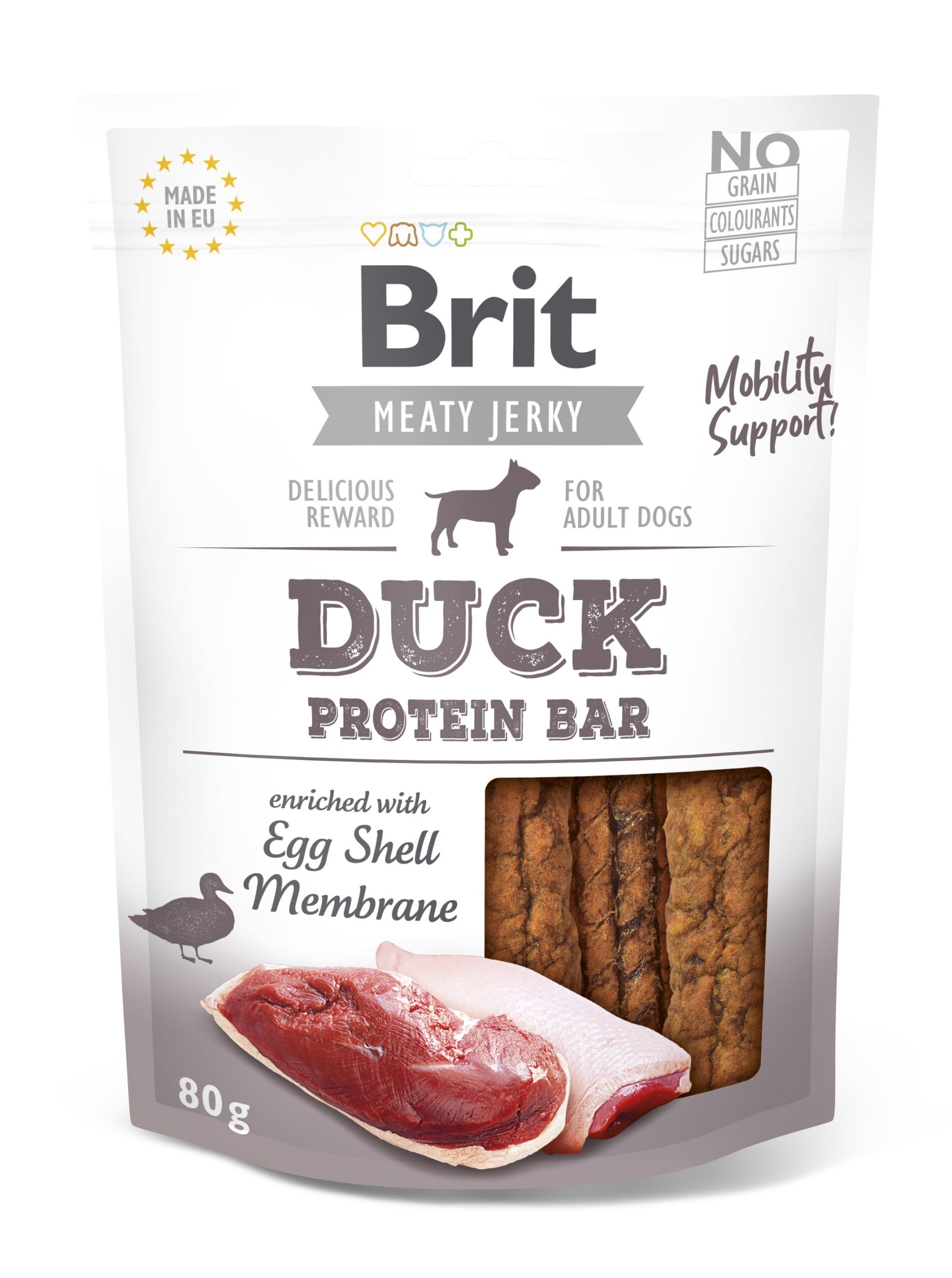 8595602543755.jpg Brit Jerky Duck Protein Bar Snack närimismaius koertele 80g - Pilt 1