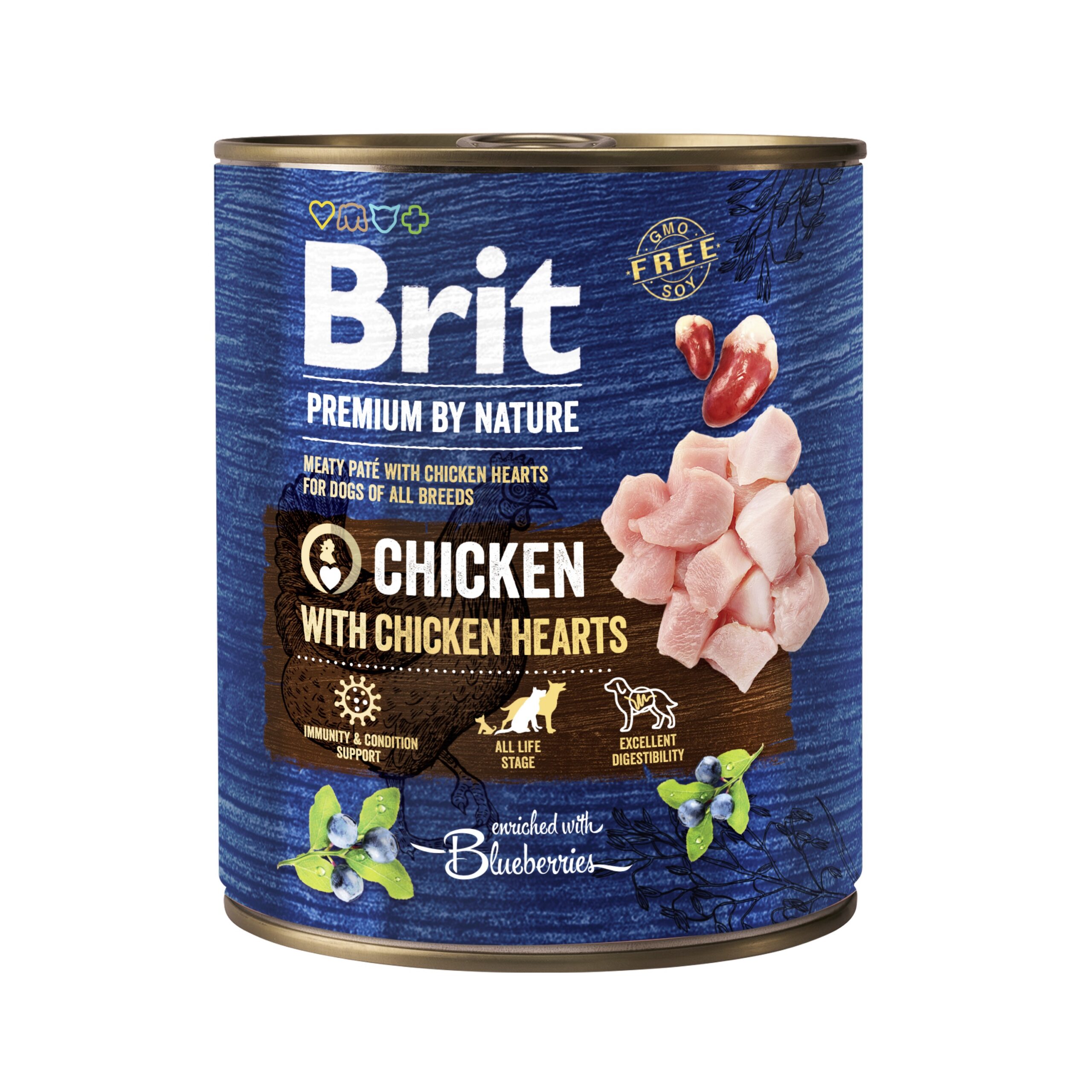 8595602561797.jpg Brit Premium by Nature konserv Chicken with Hearts koertele 800g - Pilt 1