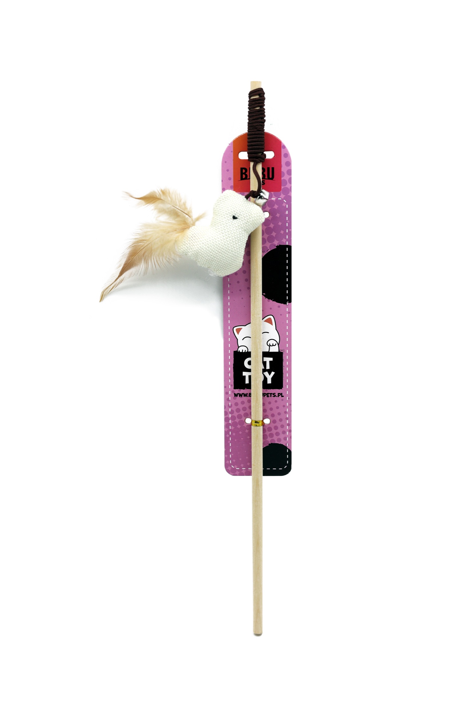 5905309286160.jpg Bubu Pets puidust kassiõng linnu ja sulega 40cm - Pilt 1
