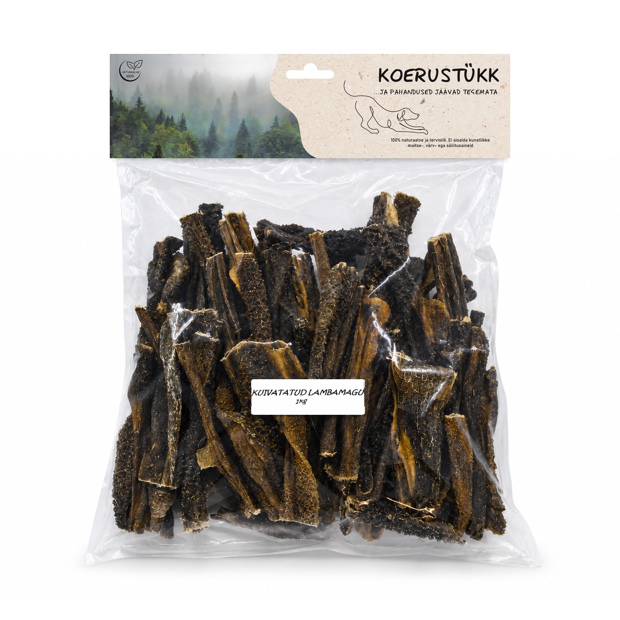 722777193449.jpg Koerustükk kuivatatud lamba magu koerale 1kg - Pilt 1