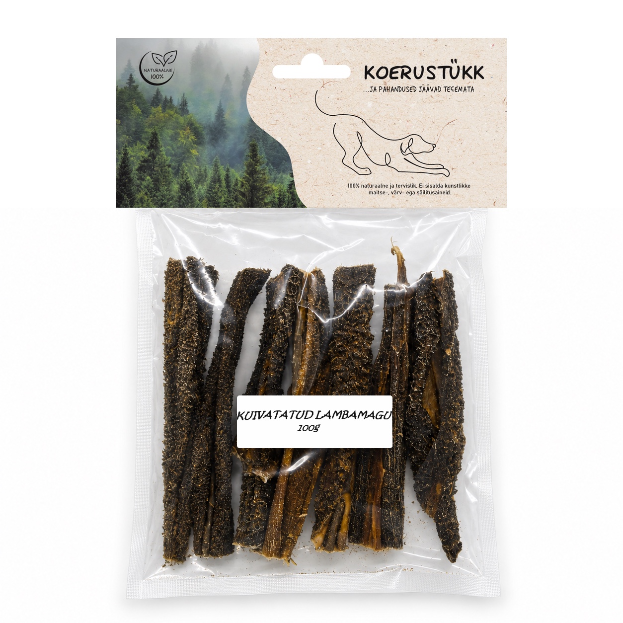 722777193456.jpg Koerustükk kuivatatud lamba magu koerale 100g - Pilt 1