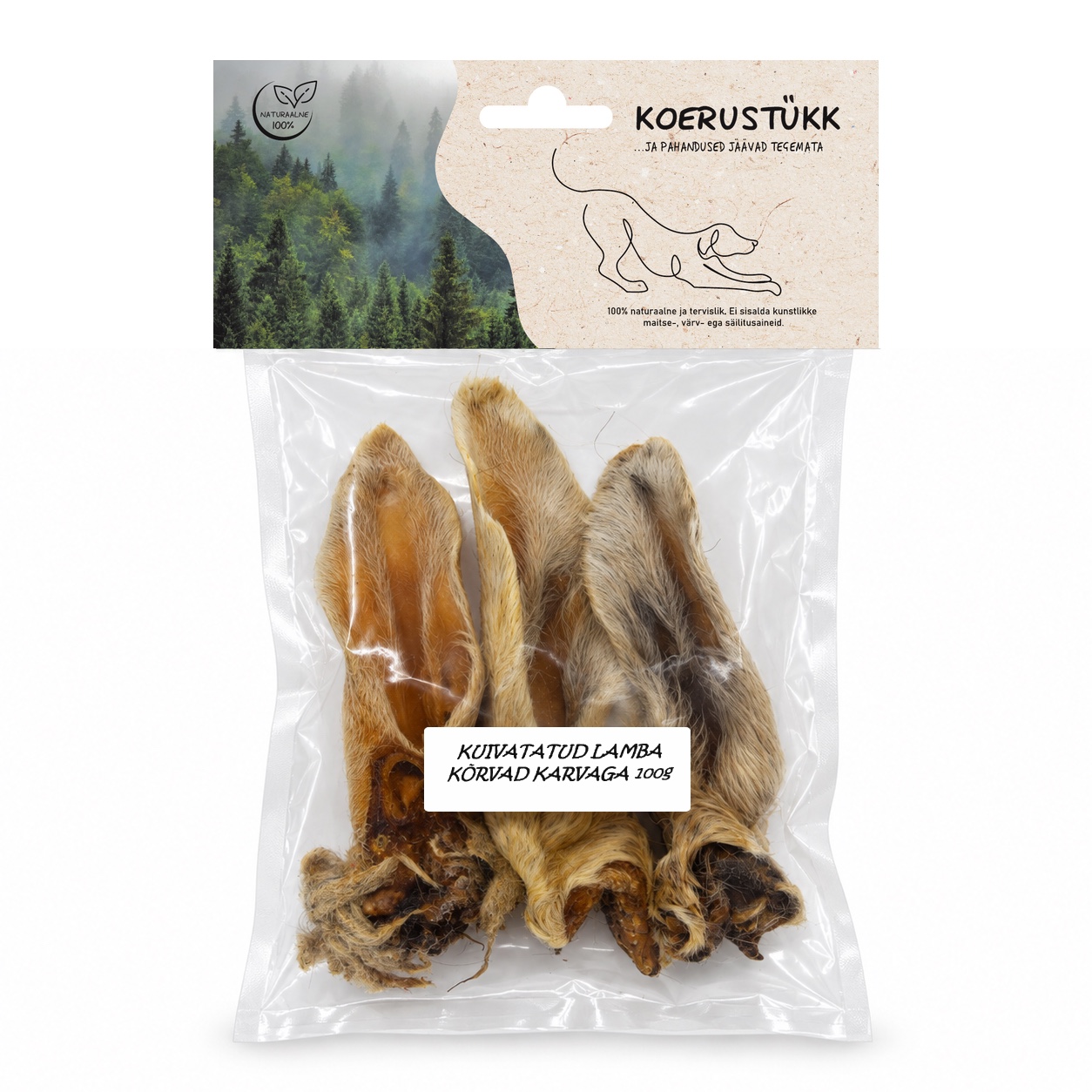 722777193913.jpg Koerustükk karvadega lamba kõrvad koerale 100g - Pilt 1