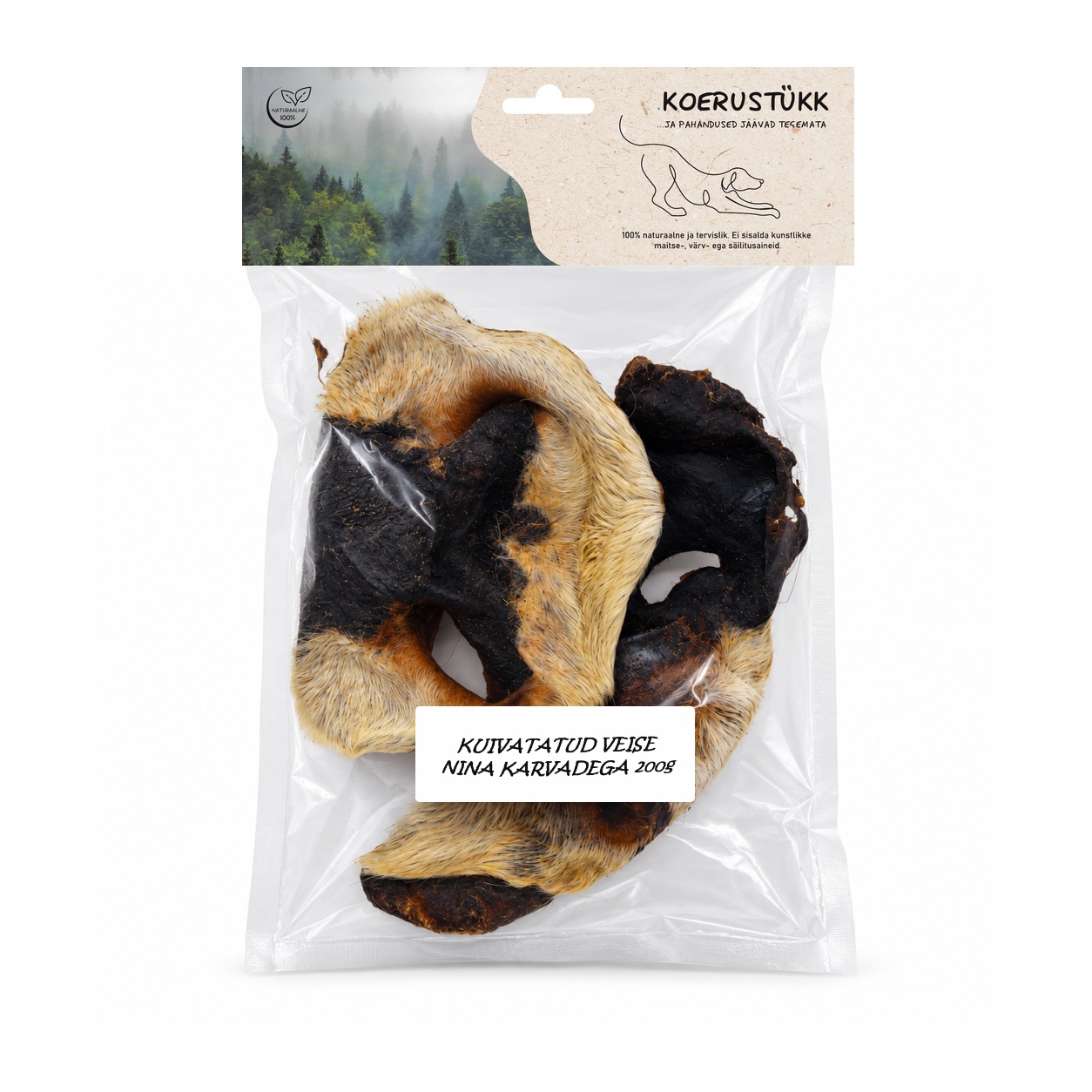 722777194163.jpg Koerustükk karvadega veise nina koerale 200g - Pilt 1