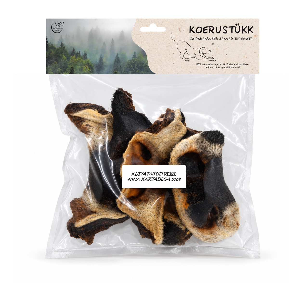722777194170.jpg Koerustükk karvadega veise nina koerale 500g - Pilt 1