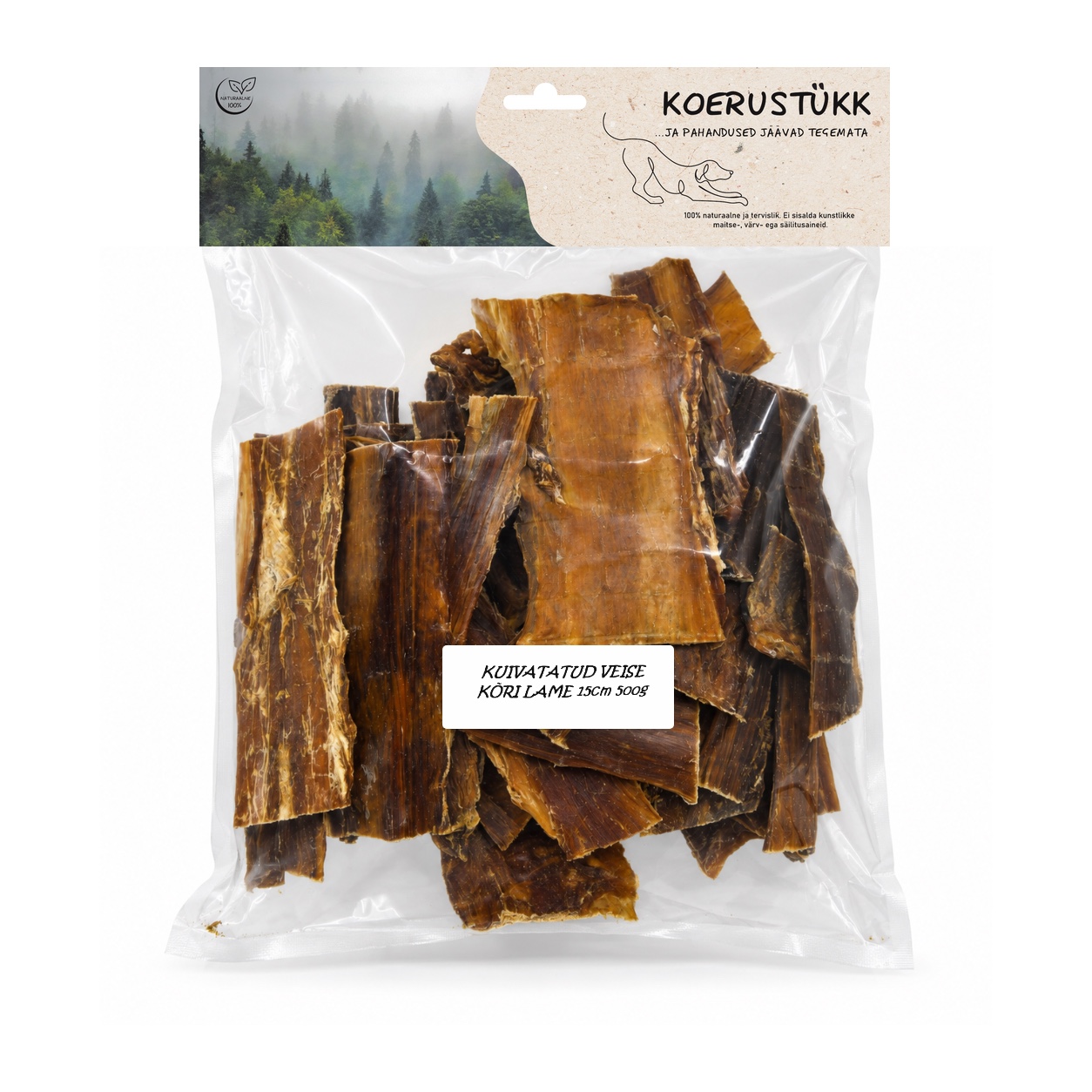 722777195184.jpg Koerustükk kuivatatud lame veise kõri koerale 15cm 500g - Pilt 1