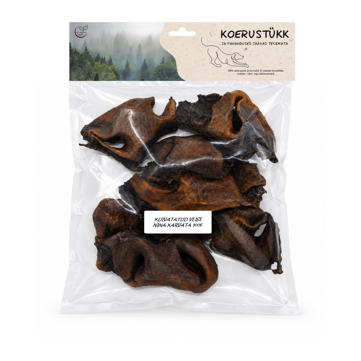 722777195245.jpg Koerustükk kuivatatud veise nina koerale 500g - Pilt 1