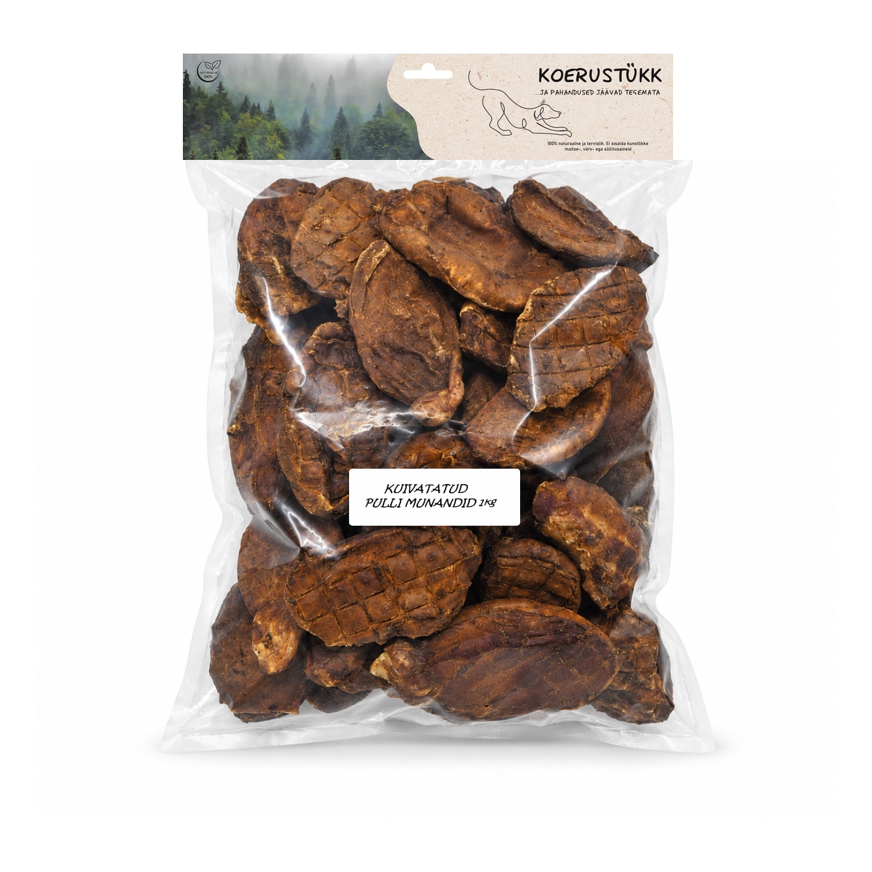 722777195283.jpg Koerustükk kuivatatud pulli munandid koerale 1kg - Pilt 1