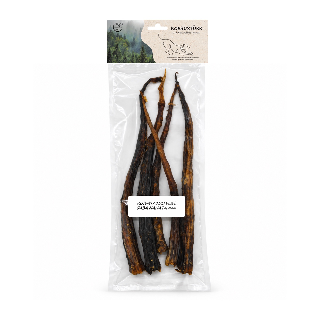 722777195290.jpg Koerustükk kuivatatud veise saba nahata 25-35cm koerale 200g - Pilt 1
