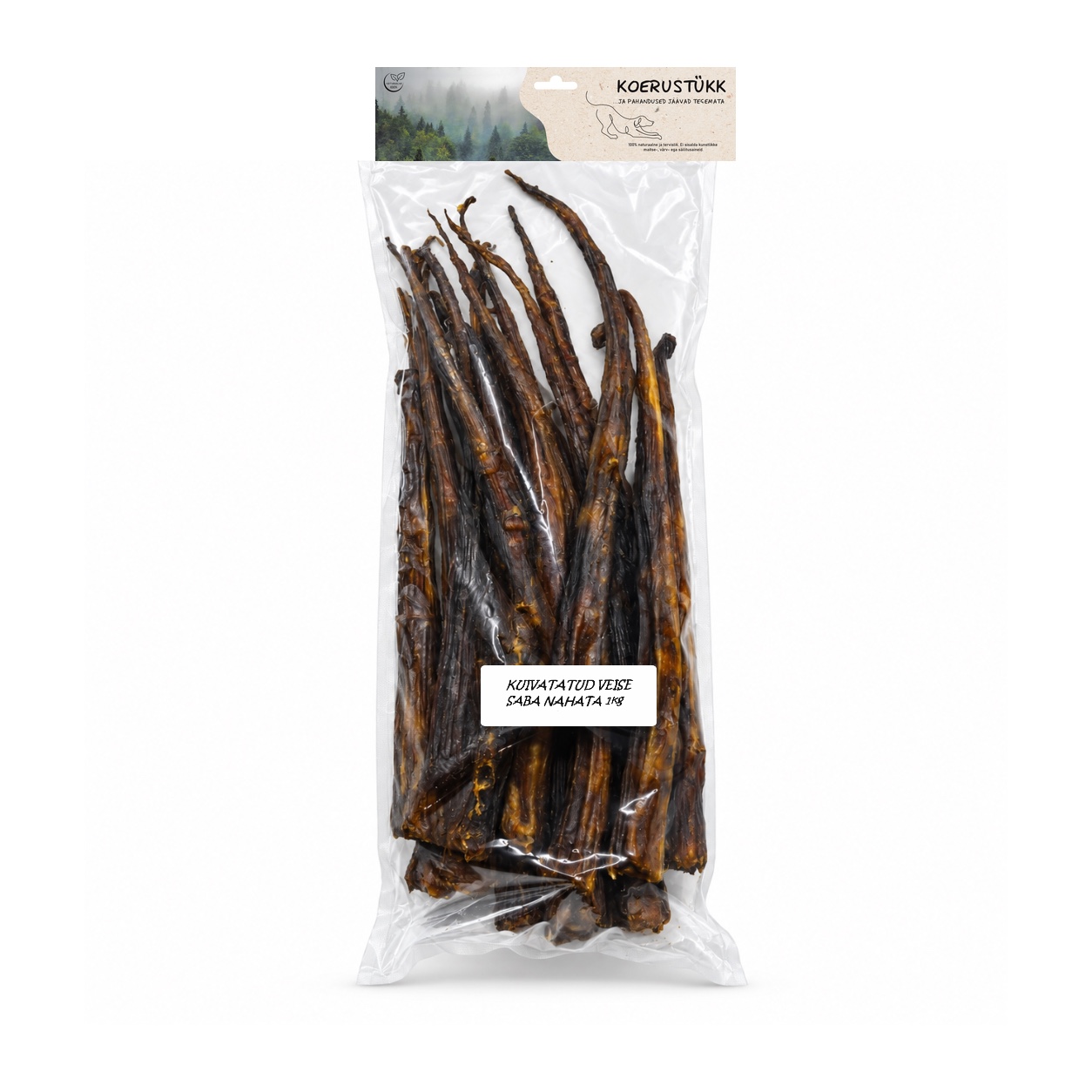 722777195313.jpg Koerustükk kuivatatud veise saba nahata 25-35cm koerale 1kg - Pilt 1